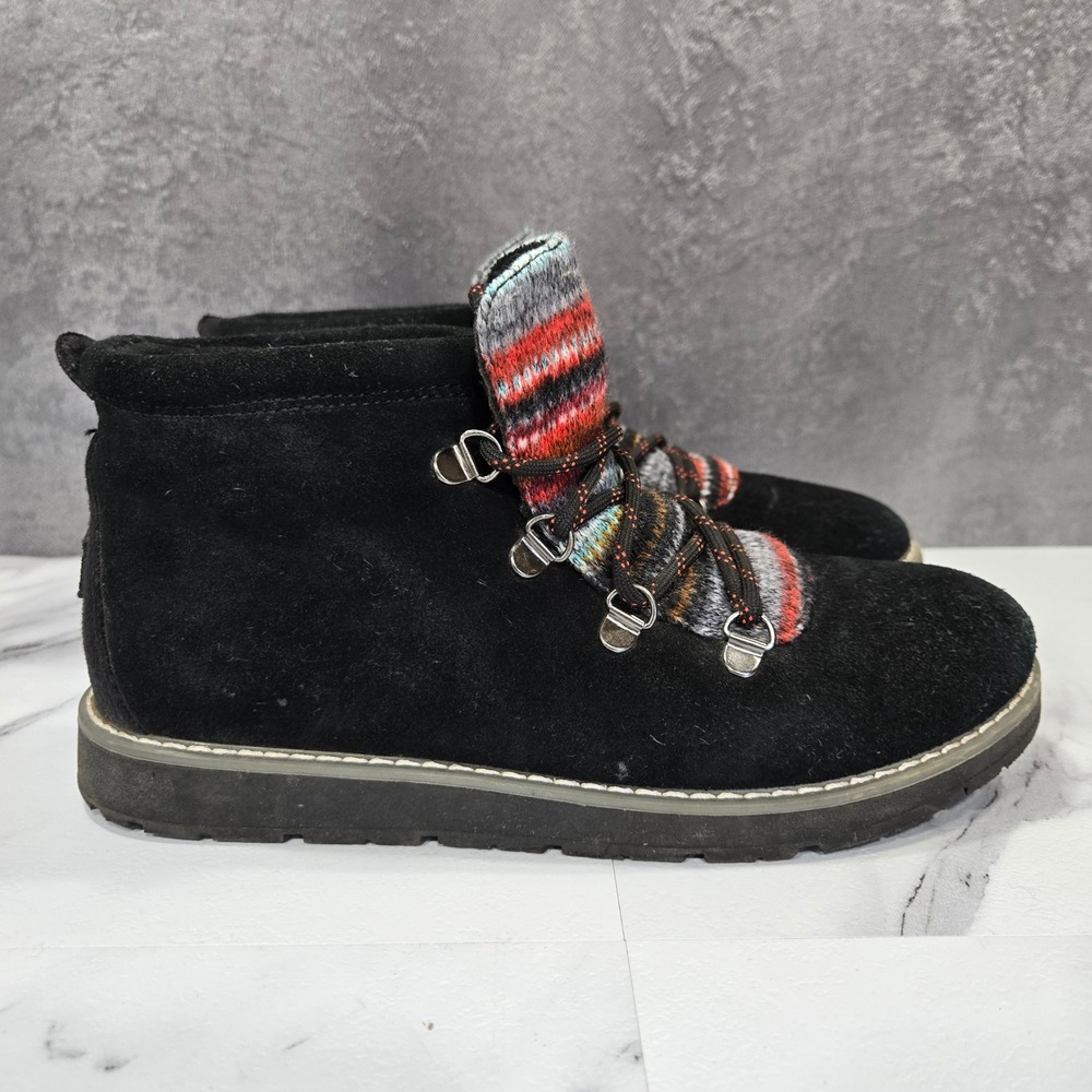 BOBS from Skechers Alpine S'Mores Boots Womens 8.5 Black Suede Sweater Collar